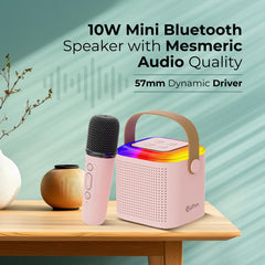 Mini Bluetooth Speaker, Wireless Karaoke Mic, 8Hrs Playtime, Vivid RGB Lights, Voice Effects, Multi-Play Modes BT5.1/TF Card & Type-C Charging Light Pink GenzVybs